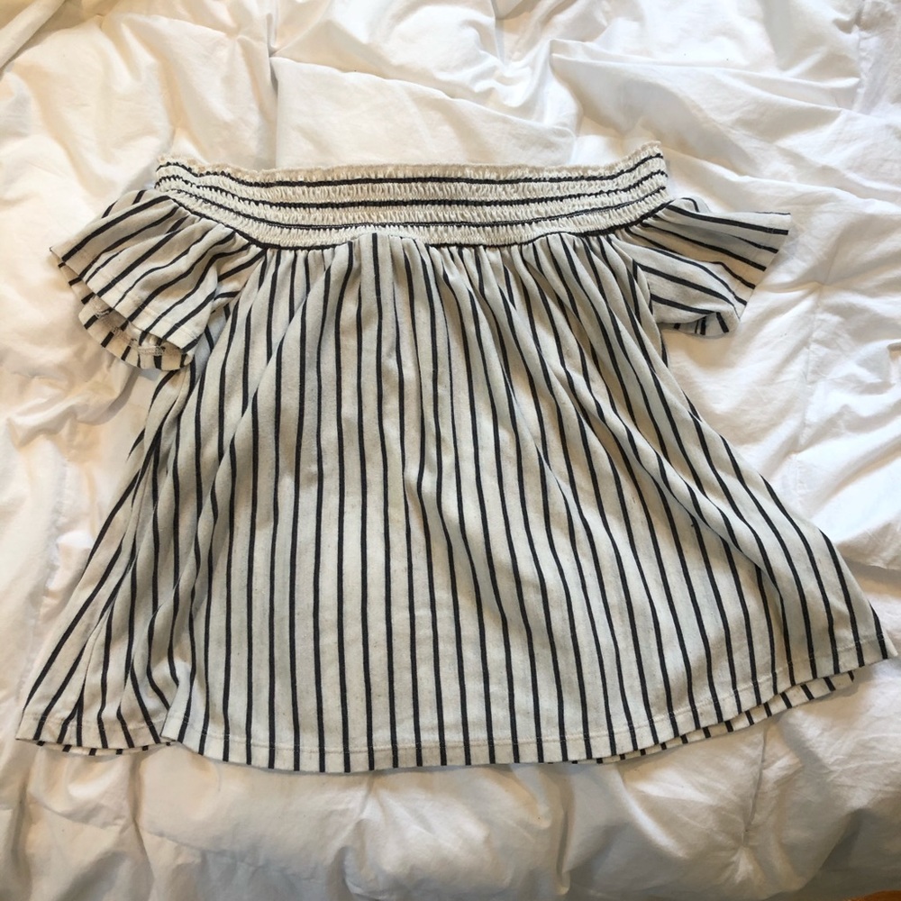 American Eagle Striped Off the Shoulder Shirt